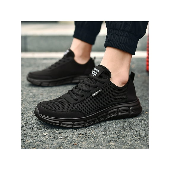 Fangasis Man Trainers Breathable Athletic Shoes Sports Sneakers Fitness Lightweight Running Shoe Black 7.5