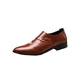 thumbnail image 1 of Fangasis Men Dress Shoes Glossy Oxfords Wingtips Brogues Work Fashion Leather Shoe Brown Net 6.5, 1 of 7