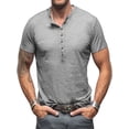 thumbnail image 1 of Fangasis Men Henley Shirt Short Sleeve T Shirts Summer Tops Mens Casual Basic Tee Loose Fit Daily Wear Pullover Grey M, 1 of 4