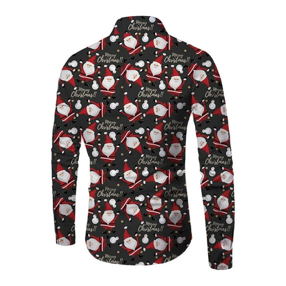Fangasis Men Shirts Button Down Tunic Shirt Lapel Neck Tops Mens Comfy Blouse Casual Holiday Merry Christmas 3XL