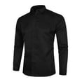 thumbnail image 1 of Fangasis Men Shirts Lapel Neck Tunic Shirt Button Down Tops Mens Plain Blouse Slim Fit Holiday Black L, 1 of 3
