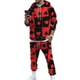 thumbnail image 1 of Fangasis Men Sweatshirts+Pant Outfits Long Sleeve Hoodies Sweatsuit Two Pieces Jogger Sets Mens Regular Fit Tracksuit Set Casual Fall Red XL, 1 of 2