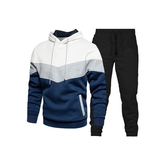 Fangasis Men Sweatsuit Hooded Tracksuit Set Long Sleeve 2 Piece Outfits Mens Comfy Hoodies And Sweatpants Lounge Winter Jogger Sets Style-B M