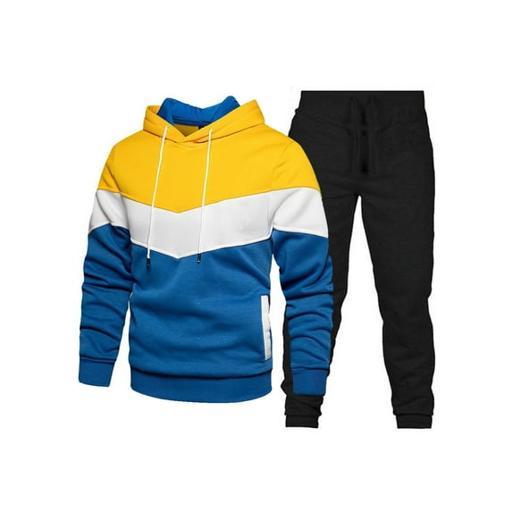Fangasis Men Sweatsuit Hooded Tracksuit Set Long Sleeve 2 Piece Outfits Mens Comfy Hoodies And Sweatpants Lounge Winter Jogger Sets Style-D L