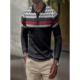 thumbnail image 1 of Fangasis Men T Shirts Geometric Print Polo Shirt Lapel Neck Tee Mens Slim Fit T-shirt Color Block Work Fall Tops Style F M, 1 of 2