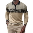thumbnail image 1 of Fangasis Men T Shirts Geometric Print Polo Shirt Lapel Neck Tee Mens Slim Fit T-shirt Color Block Work Fall Tops Style H S, 1 of 2