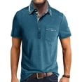 thumbnail image 1 of Fangasis Men T Shirts Short Sleeve Polo Shirt Henley Summer Tops Mens Athletic Tee Casual Sport T-shirt Blue 2XL, 1 of 7
