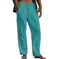 thumbnail image 1 of Fangasis Men Trousers Elastic Waist Pants Drawstring Sweatpants Mens Comfy Long Fashion Work Lounge Lake Blue L, 1 of 9