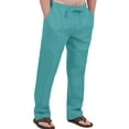 thumbnail image 1 of Fangasis Men's Pants Drawstring Trousers Solid Color Long Pant Men Lounge Bottoms Lightweight Jogger Green S, 1 of 2