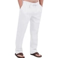 thumbnail image 1 of Fangasis Men's Pants Drawstring Trousers Solid Color Long Pant Men Lounge Bottoms Lightweight Jogger White 2XL, 1 of 3