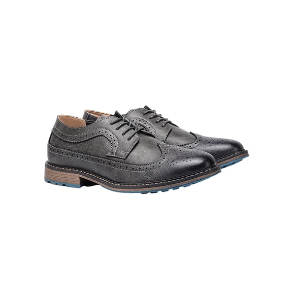 Fangasis Mens Dress Shoes Retro Brogues Lace Up Oxfords Office Glossy Casual Shoe Gray 1# 8