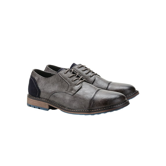 Fangasis Mens Dress Shoes Retro Brogues Lace Up Oxfords Office Glossy Casual Shoe Gray 11
