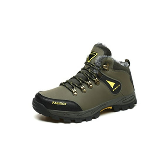 Fangasis Mens Hiking Boot Cold Weather Snow Boots Plush Lined Warm Booties Walking Casual Ankle Bootie Army Green 10