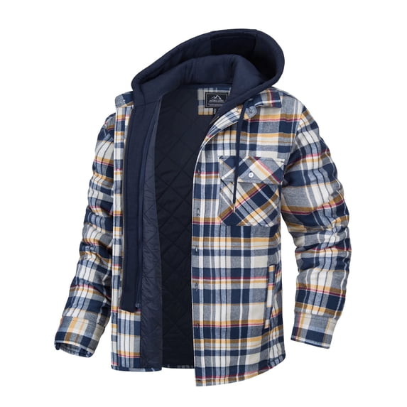 Fangasis Mens Outwear Hooded Jackets Long Sleeve Shirt Jacket Men Casual Coat Warm Travel Orange XL