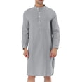 thumbnail image 1 of Fangasis Mens Robe Crew Neck Gown Shirt Long Sleeve Shirts Men Casual Blouse Regular Fit Autumn Tops Gray S, 1 of 4