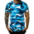 thumbnail image 1 of Fangasis Mens Summer Tops Crew Neck T Shirts Short Sleeve Blouse Men Casual Basic Tee Comfy Gym T-shirt Blue S, 1 of 2