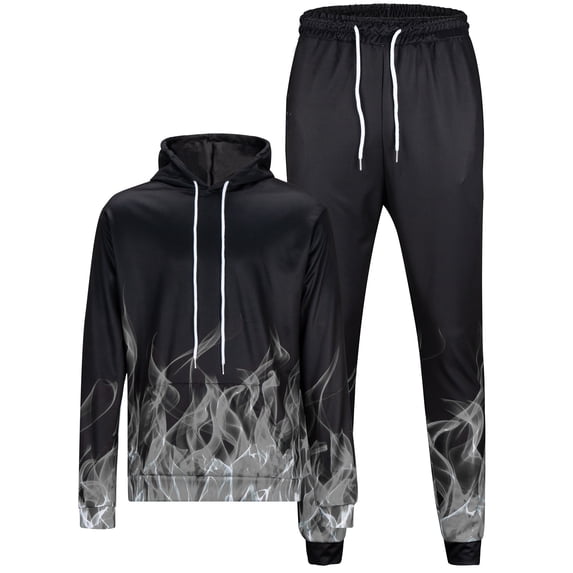 Fangasis Mens Sweatshirts+Pant Outfits Two Pieces Tracksuit Set Hooded Jogger Sets Men Lounge Loungewear Casual Winter Hoodies Sweatsuit Style I 5XL