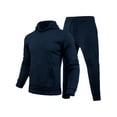 thumbnail image 1 of Fangasis Mens Tracksuit Set Solid Color Sweatsuit Long Sleeve 2 Piece Jogging Suits Men Casual Jogger Sets Active Winter Hoodies And Sweatpants Navy Blue S, 1 of 2