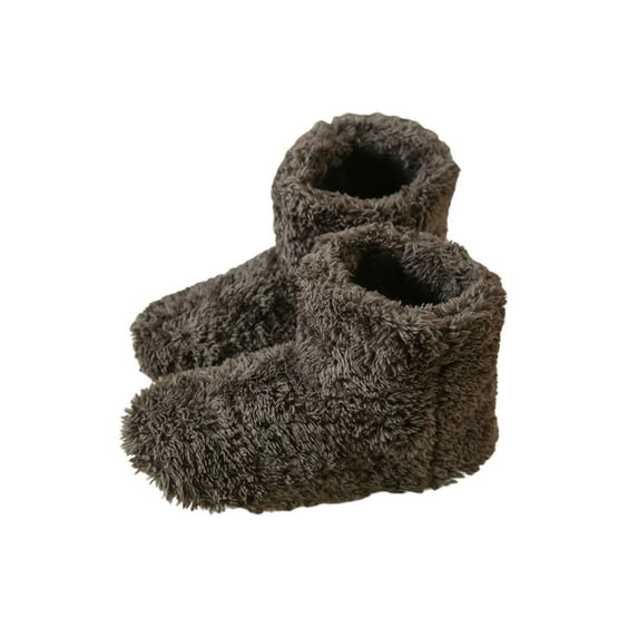 Fangasis Mens Womens Warm Shoes Lightweight Booties Slippers Memory Foam Slipper Socks Bedroom Casual Boots Brown Women 8-10/Men 7.5-9