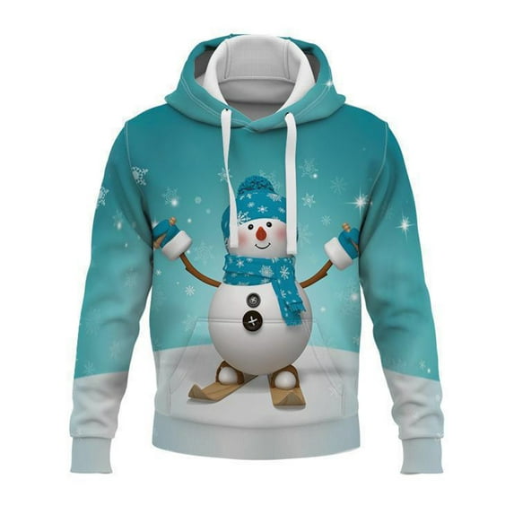 Fangasis Mens Xmas Hooded Tops 3D Print Sweatshirt Long Sleeve Christmas Hoodies Men Regular Fit Sweatshirts Casual Party Pullover Style S 5XL