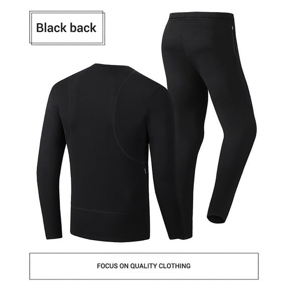 Fangasis Unisex 2Pcs Set Fleece Underwear Thermal Outfits Men Long Heated Body Winter Black Men's Suit L