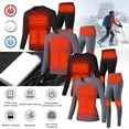 thumbnail image 1 of Fangasis Unisex 2Pcs Set Fleece Underwear Thermal Outfits Men Long Heated Body Winter Gray Men's Suite M, 1 of 2