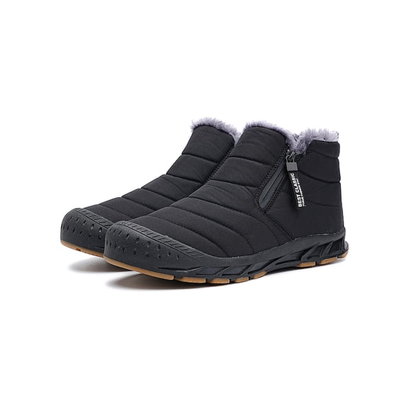 Fangasis Unisex Winter Boot Lightweight Warm Shoes Plush Lining Snow Boots Cold Weather Zipper Ankle Booties Black 5.5