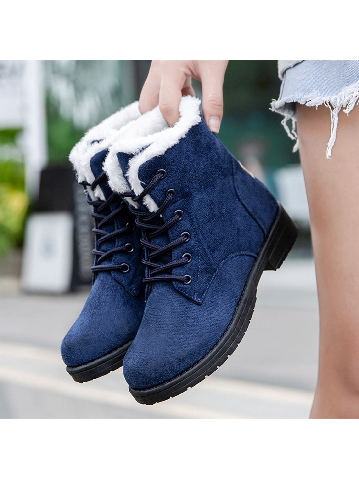 Fangasis Winter Boots for Women Platform Cotton Warm Plush Snow