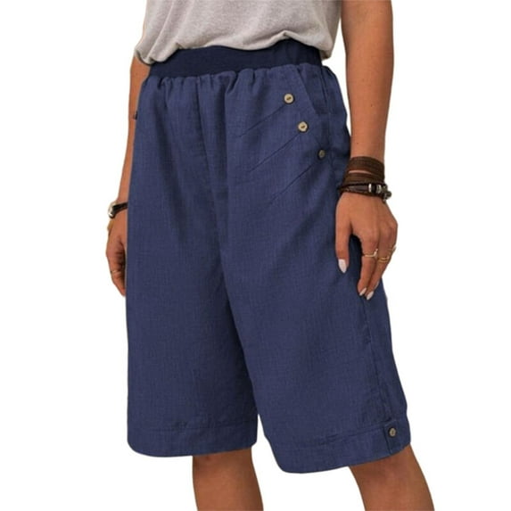 Fangasis Women Beach Shorts Elastic Waist Short Hot Pants Solid Color Mini Pant Ladies Comfy Bottoms High Waisted Summer Blue XL