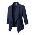 thumbnail image 1 of Fangasis Women Blazer Solid Color Blazers Lapel Neck Business Jacket Ladies Soft Cardigan Jackets Comfy Party Formal Coat Navy Blue XXL, 1 of 2