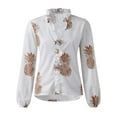 thumbnail image 1 of Fangasis Women Blouse V Neck Shirts Long Sleeve Tops Ladies Loose Tunic Shirt Stitched Work Tees Pineapple Print 4XL, 1 of 5
