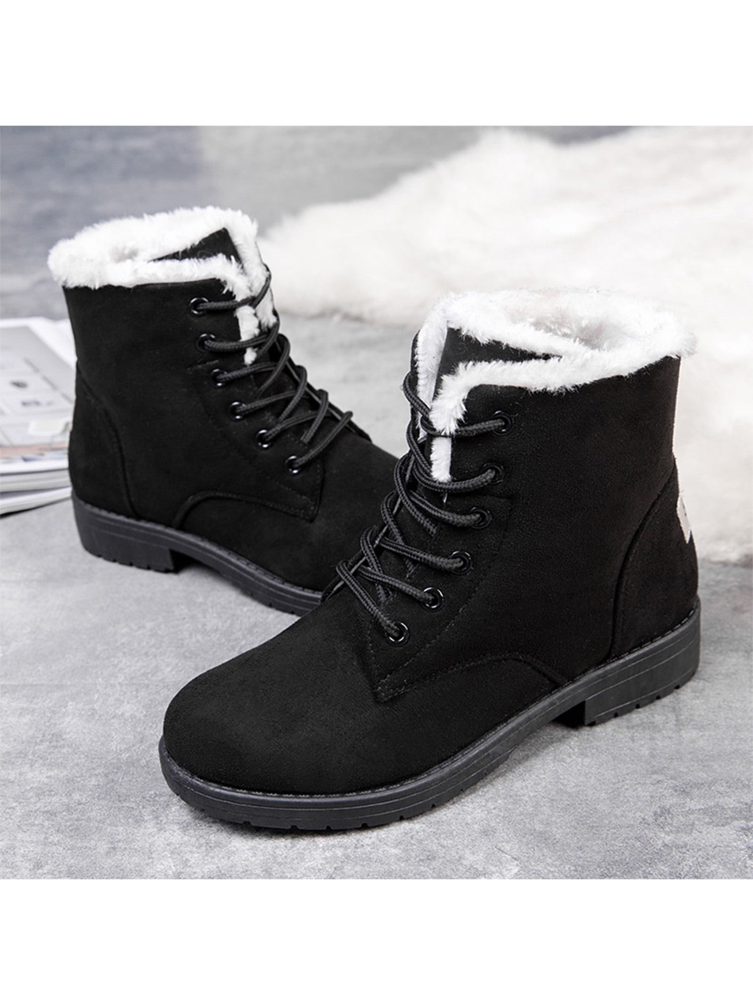 Fangasis Winter Boots for Women Platform Cotton Warm Plush Snow
