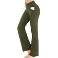 thumbnail image 1 of Fangasis Women Bottoms Boot Cut Leggings Solid Color Yoga Pants Ladies Tummy Control Jeggings Staight Running Trousers Green XS, 1 of 6