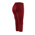 thumbnail image 1 of Fangasis Women Bottoms Pocket Leggings Mid Waist Yoga Pants Ladies Tummy Control Jeggings Stretch Running Trousers Wine Red S, 1 of 3