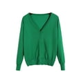 thumbnail image 1 of Fangasis Women Cardigan Sweater V Neck Coat Long Sleeve Outwear Ladies Loose Jacket Casual Travel Grass Green 5XL, 1 of 2