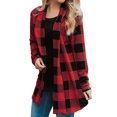 thumbnail image 1 of Fangasis Women Cardigans Open Front Cardigan Long Sleeve Outwear Ladies Soft Blouses Tops Fashion Travel Red Black L, 1 of 2