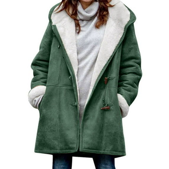 Fangasis Women Coat Cardigan Outwear Long Sleeve Jacket Ladies Heavyweight Hoodies Loose Holiday Trench Coats Green S
