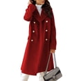 thumbnail image 1 of Fangasis Women Coat Double-breasted Outwear Turn Down Collar Jacket Ladies Casual Trench Coats Fashion Party Overcoat Wine Red XS, 1 of 5
