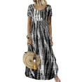 thumbnail image 1 of Fangasis Women Dresses Short Sleeve Sundress Tie Dye Print Dress Ladies Casual Loose Beach Grey S, 1 of 9