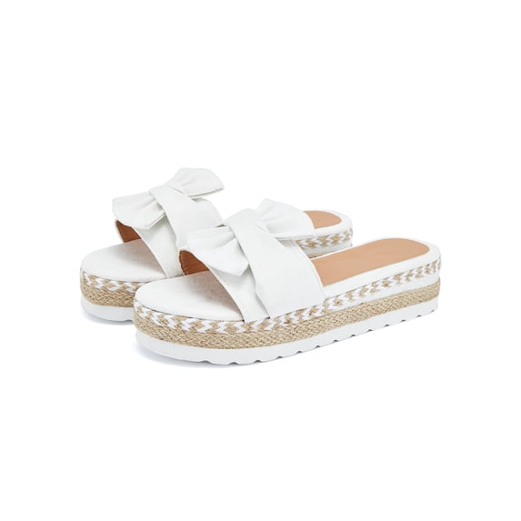 Fangasis Women Espadrilles Non-Slip Wedges Wedge&platform Sandals Holiday Comfortable Slippers White 6.5