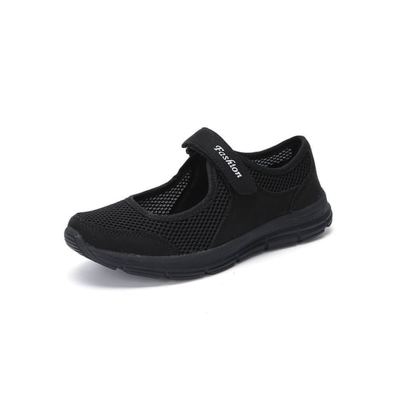 Fangasis Women Flats Comfort Mary Jane Sneakers Round Toe Casual Shoe Jogging Lightweight Walking Shoes Black 7