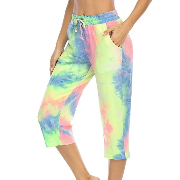 Fangasis Women Leggings Plaid Print Yoga Pants Cropped Bottoms Ladies Check Trousers Drawstring Sport Jeggings Green XL