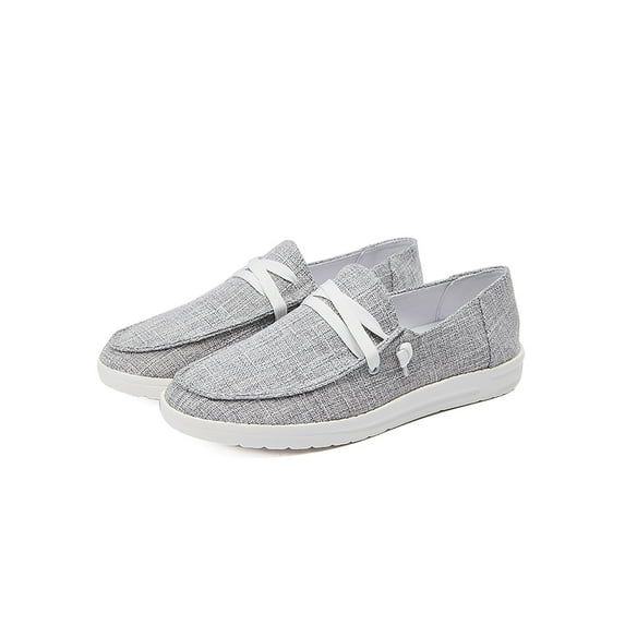 Fangasis Women Lightweight Boat Shoes Casual Loafers Slip On Deck Breathable Canvas Sneakers Gray 6