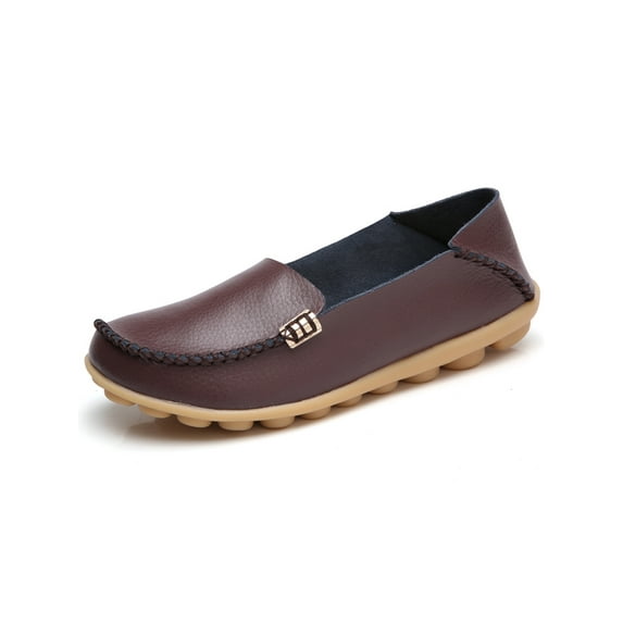 Fangasis Women Loafers Breathable Casual Shoes Comfort Flats Walking Non-Slip Nurse Shoe Coffee Brown 4