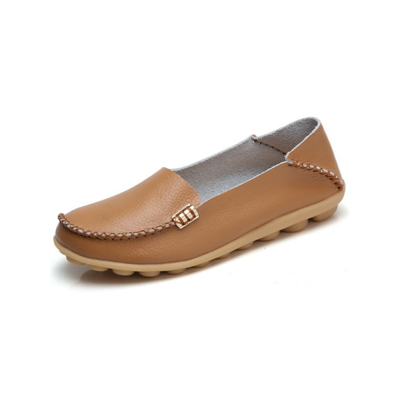 Fangasis Women Loafers Breathable Casual Shoes Comfort Flats Walking Non-Slip Nurse Shoe Light Brown 7