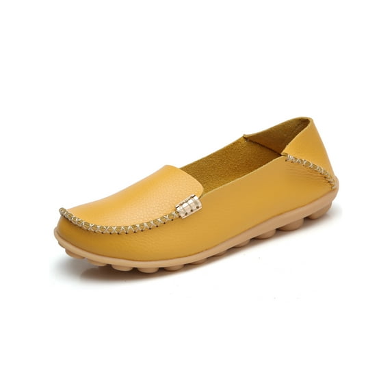 Fangasis Women Loafers Breathable Casual Shoes Comfort Flats Walking Non-Slip Nurse Shoe Yellow 9