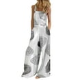 thumbnail image 1 of Fangasis Women Long Romper Sleeveless One Piece Jumpsuit Square Neck Wide Leg Pants Ladies Casual Bodysuit Baggy Work Bib Overalls White L, 1 of 2