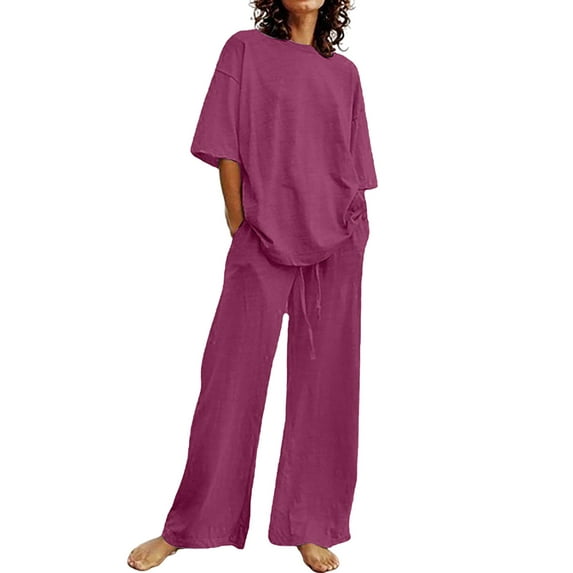 Fangasis Women Loungwear Tops And Shorts Nightwear Drawstring Sleepwear Ladies Casual Lounge Sets Baggy Daily Wear Pjs Purple L
