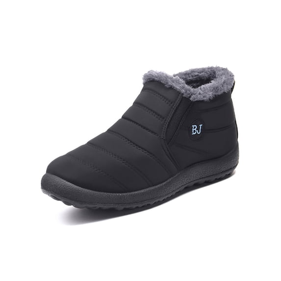 Fangasis Women Men Snow Boots Casual Warm Shoes Comfort Winter Boot Walking Pedal Ankle Booties Black (Men) 7.5