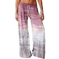 thumbnail image 1 of Fangasis Women Pants Wide Leg Palazzo Pant Tie Dye Bottoms Ladies Lounge Trousers Baggy Summer Wine Red 3XL, 1 of 2